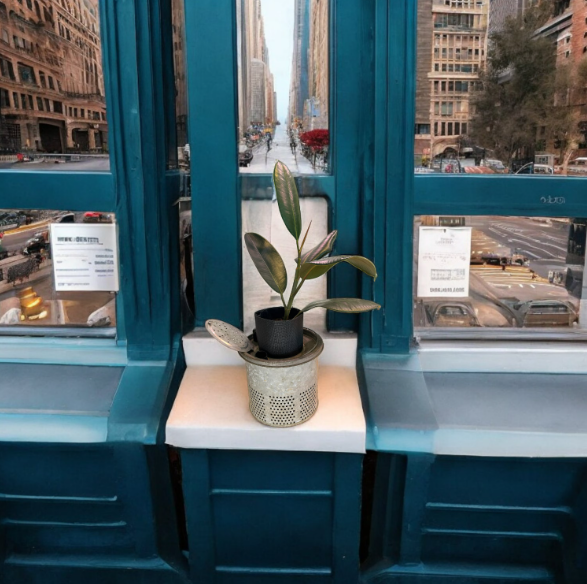 Charming Self-Watering Vintage Minnow Bucket Planter with Rubber Tree