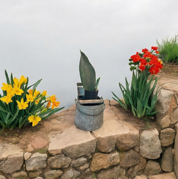 Charming Vintage Self-Watering Planter with Whale Tail Succulent