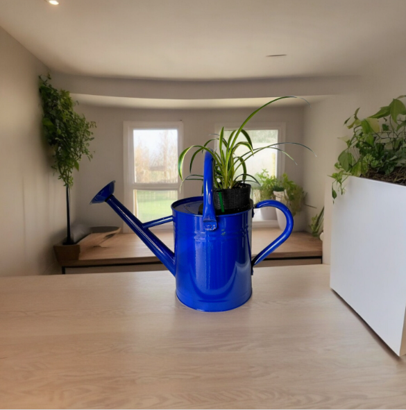 Cobalt Blue Self-Watering Indoor Planter with Vibrant Spider Plant