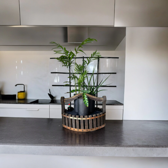 Wood Basket Trellis Planter with Trio of Lush Plants