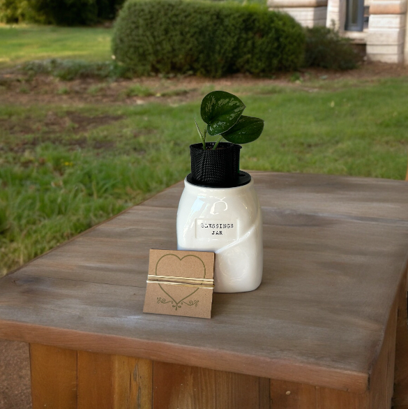 Blessings Jar Planter with Scindapsus Plant